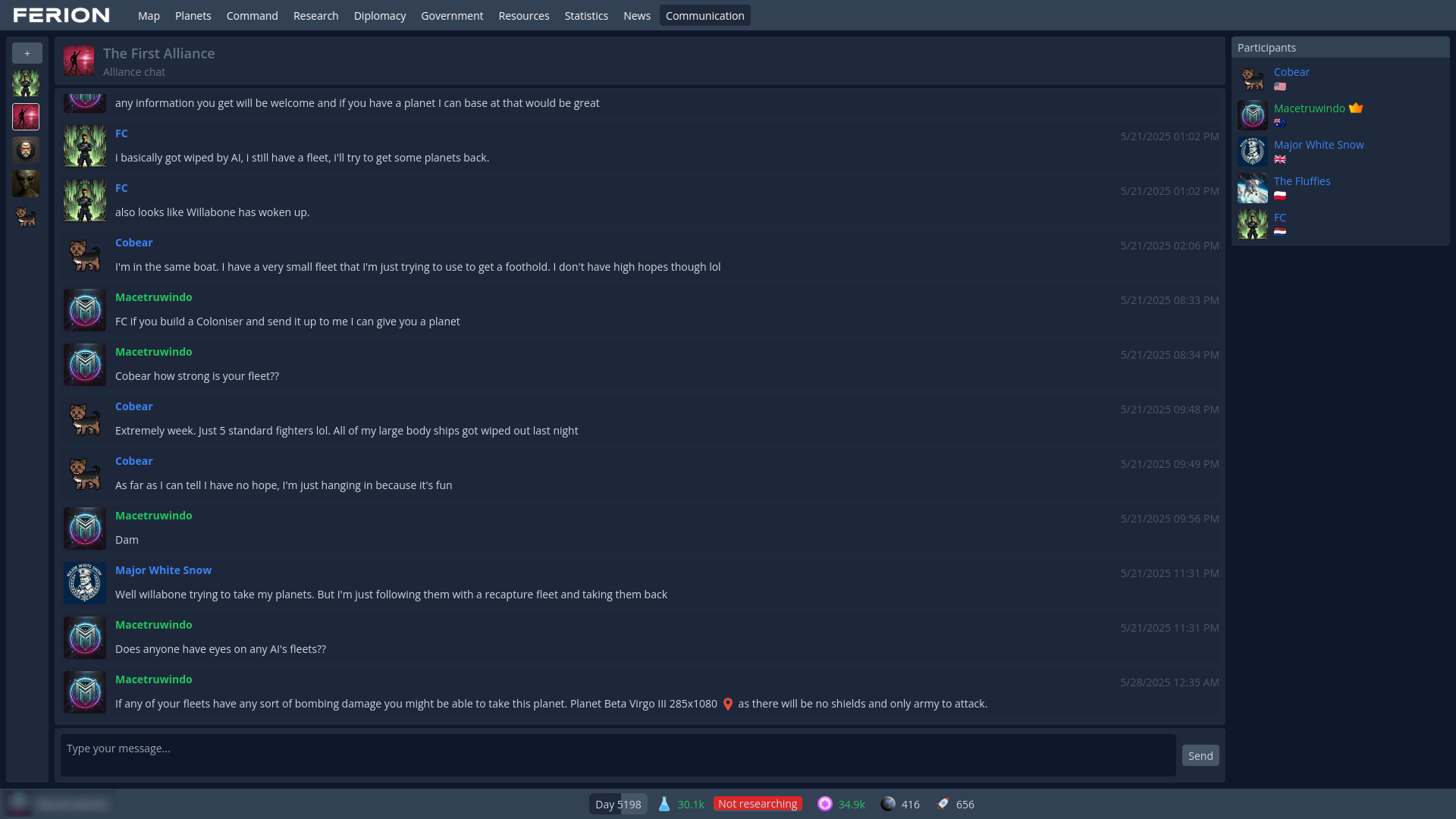 Alliance Chat Screenshot