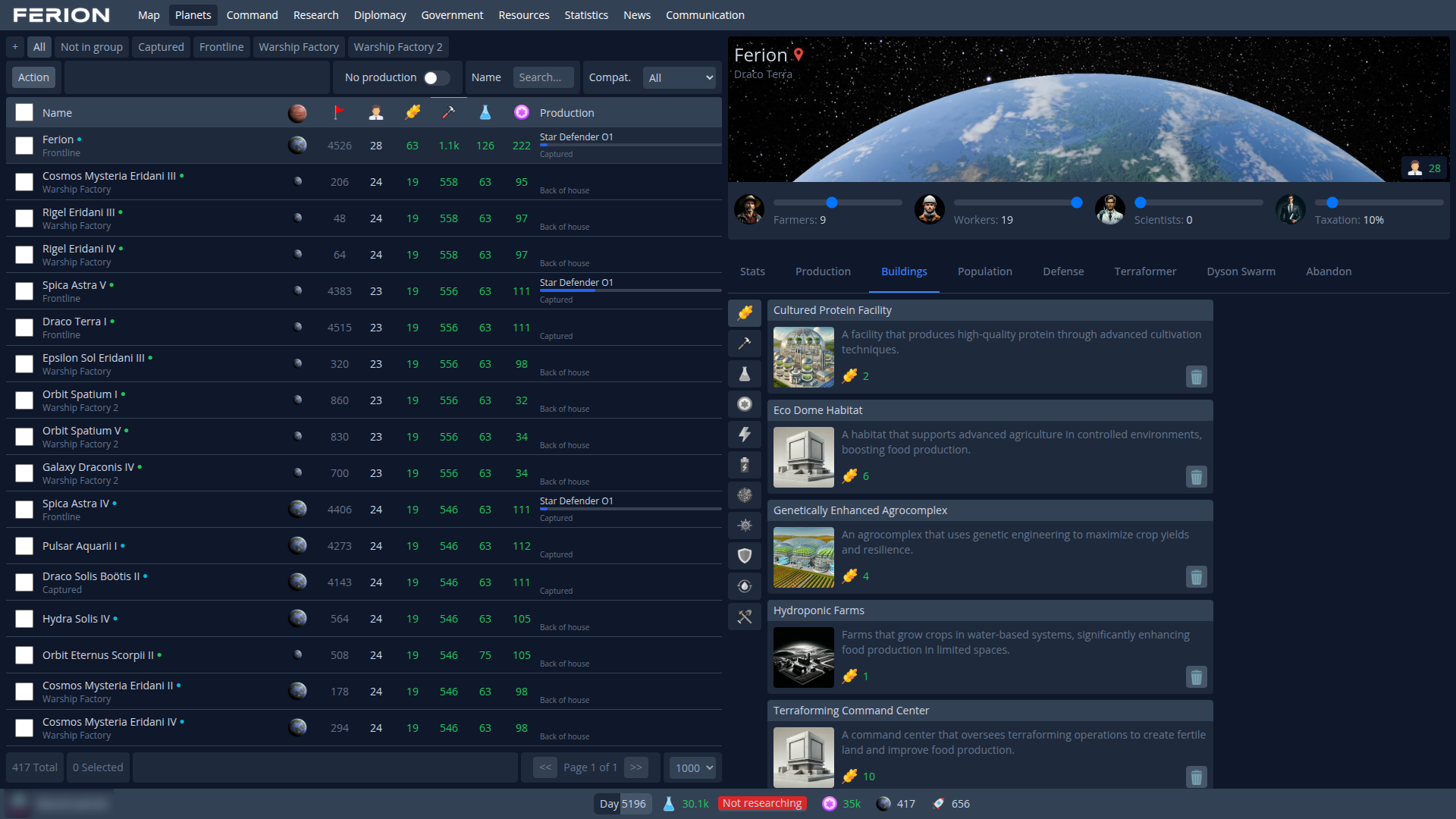 Planet Management Screenshot
